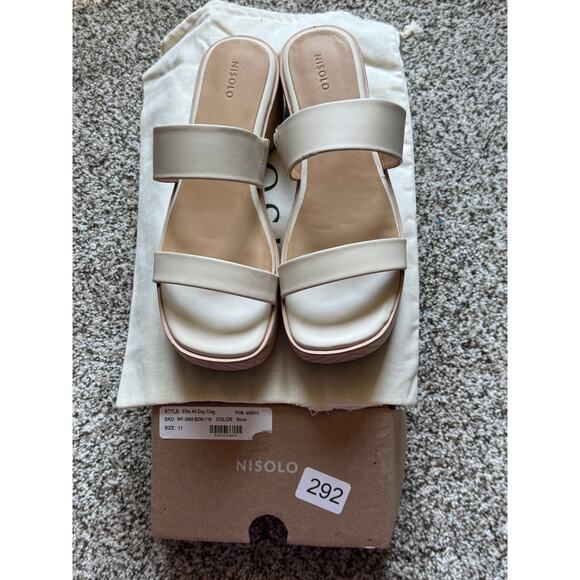 Nisolo Ellie All-Day Clog Leather Sandals Size 11 NEW - Bone color - Picture 4 of 11